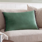 Plain Green Cushions - Tilly Velvet Cushion Cover Sage/Grey Wylder