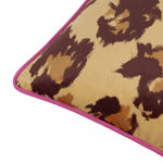 Animal Pink Cushions - True Leopard Piped Velvet Cushion Cover Multi furn.