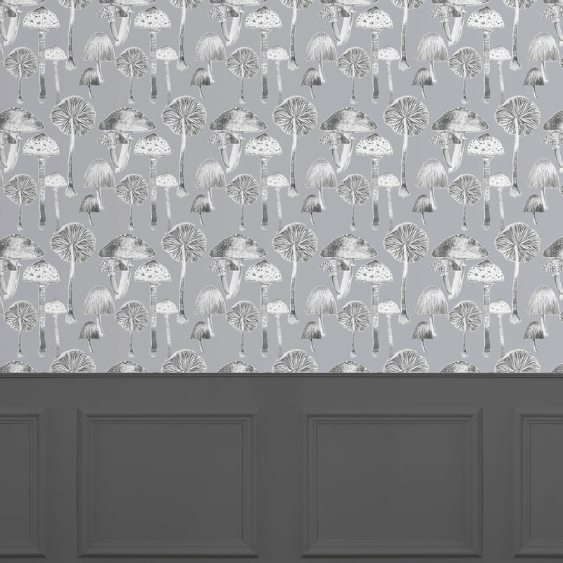 Voyage Maison Toadstools 1.4m Wide Width Wallpaper in Charcoal