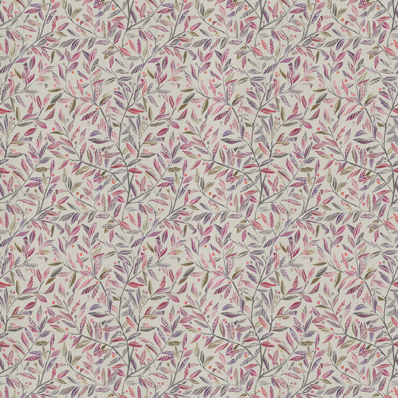 Floral Pink Fabric - Torquay Printed Cotton Fabric (By The Metre) Berry Voyage Maison