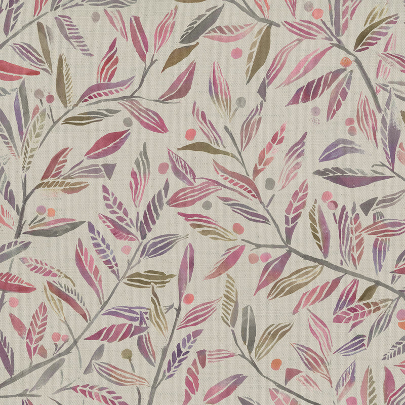 Floral Pink Fabric - Torquay Printed Cotton Fabric (By The Metre) Berry Voyage Maison