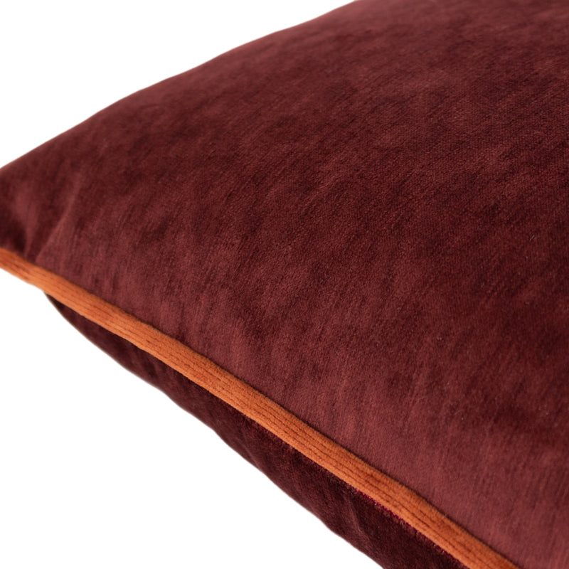 Paoletti Torto Rectangular Opulent Velvet Cushion Cover in Red/Russet