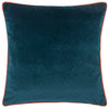 Plain Blue Cushions - Torto Opulent Velvet Cushion Cover Teal/Brick Paoletti