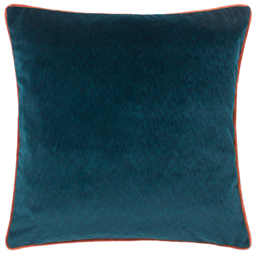 Plain Blue Cushions - Torto Opulent Velvet Cushion Cover Teal/Brick Paoletti