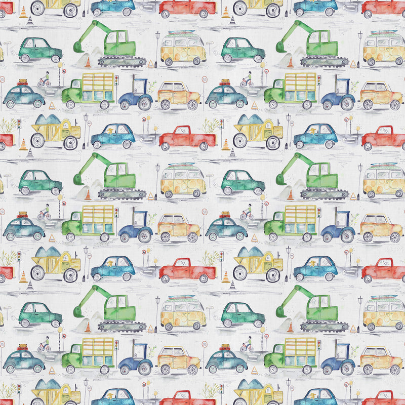 Abstract Multi Fabric - Traffic Jam Printed Cotton Fabric (By The Metre) Primary Voyage Maison