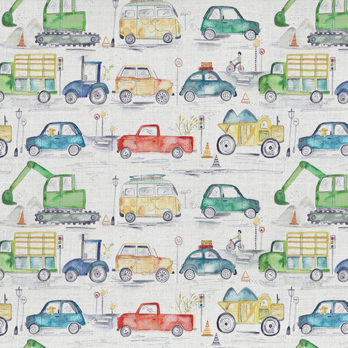 Abstract Multi Fabric - Traffic Jam Printed Cotton Fabric (By The Metre) Primary Voyage Maison