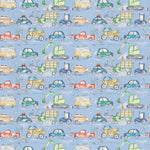 Abstract Blue Fabric - Traffic Jam Printed Cotton Fabric (By The Metre) Sky Voyage Maison