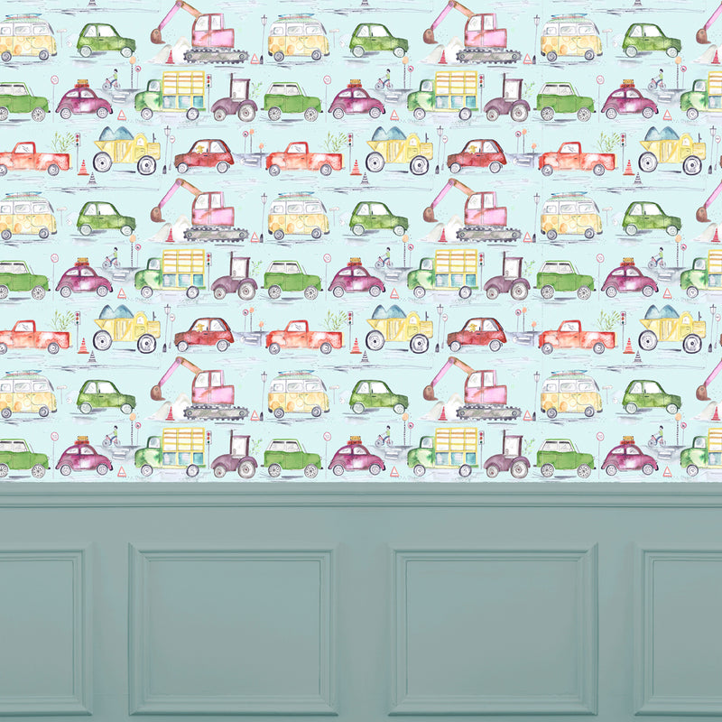 Voyage Maison Trafficjam 1.4m Wide Width Wallpaper in Dusk