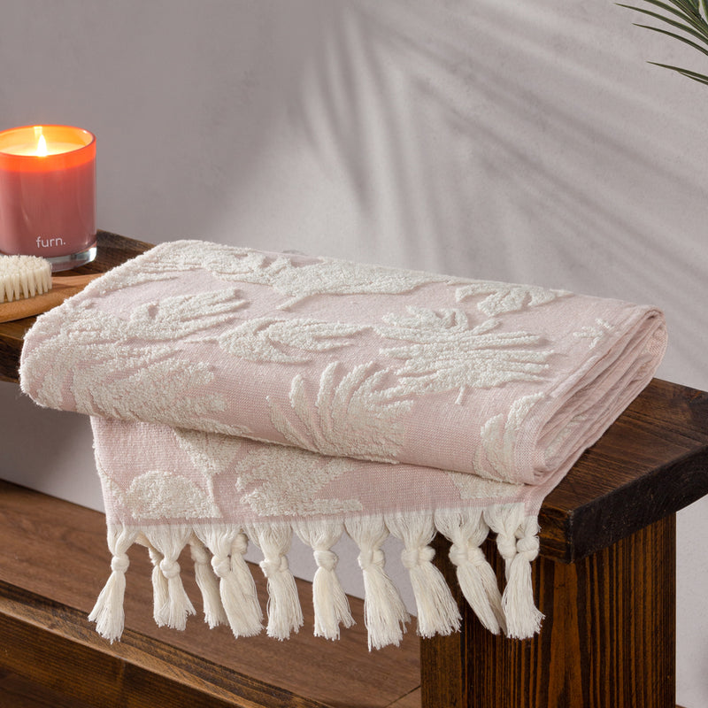 furn. Tropics Tasselled Bath/Beach Towels in Blush