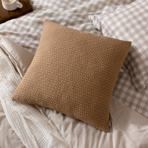 Geometric Beige Cushions - Tryfan Textured Cotton Cushion Cover Biscuit Yard