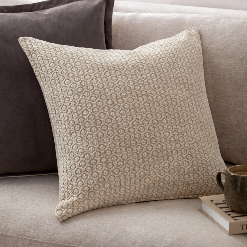 Geometric Cream Cushions - Tryfan Textured Cotton Cushion Cover Natural Yard