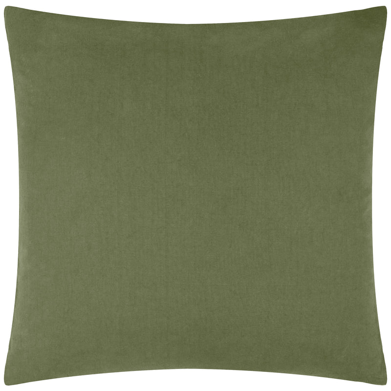 Geometric Green Cushions - Tryfan Textured Cotton Cushion Cover Olive Yard