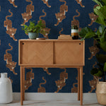 furn. Tibetan Tiger Wallpaper Sample in Blue