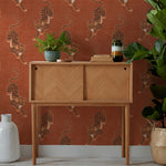 furn. Tibetan Tiger Wallpaper in Coral