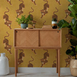 furn. Tibetan Tiger Wallpaper Sample in Mustard