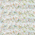 Animal Blue Fabric - Tweet Printed Linen Fabric (By The Metre) Cream Voyage Maison