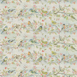 Animal Green Fabric - Tweet Printed Linen Fabric (By The Metre) Natural Voyage Maison