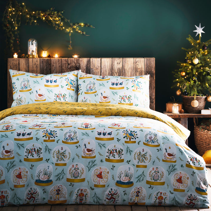 furn. Twelve Days of Christmas Festive Duvet Cover Set in Blue