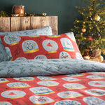 furn. Twelve Days of Christmas Festive Duvet Cover Set in Red