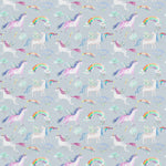 Animal Blue Fabric - Unicorn Dance Printed Cotton Fabric (By The Metre) Stone Voyage Maison