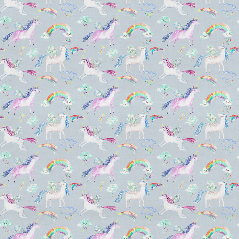 Animal Blue Fabric - Unicorn Dance Printed Cotton Fabric (By The Metre) Stone Voyage Maison