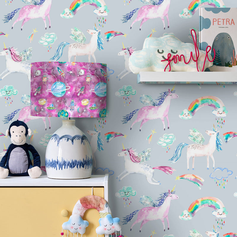 Voyage Maison Unicorn Dance 1.4m Wide Width Wallpaper in Stone