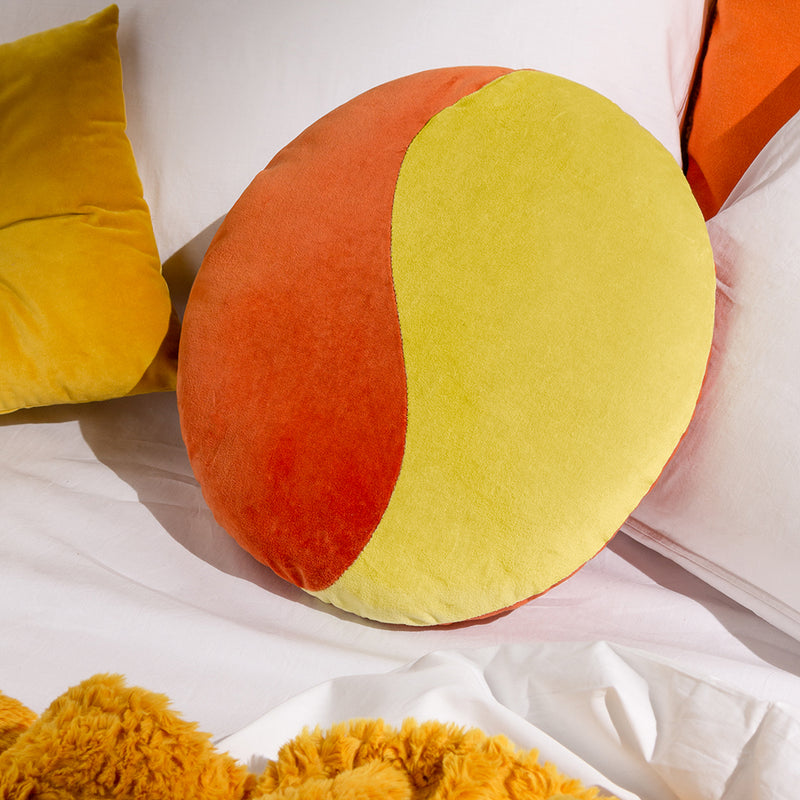 heya home Unity Velvet Ready Filled Cushion in Orange/Yellow