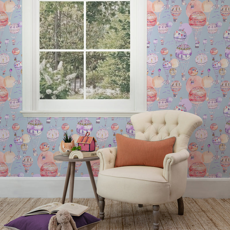 Voyage Maison Up & Away 1.4m Wide Width Wallpaper in Lilac