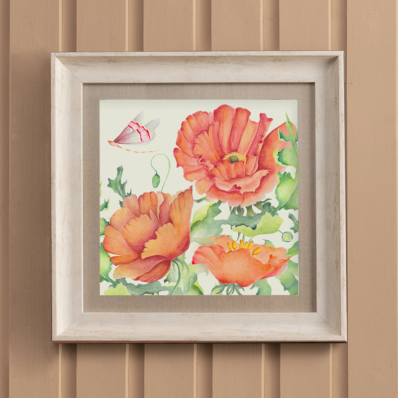 Floral Red Wall Art - Valeria  Framed Print Birch/Scarlet Voyage Maison