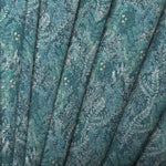 Floral Blue Fabric - Valetta Printed Cotton Fabric (By The Metre) Teal Voyage Maison