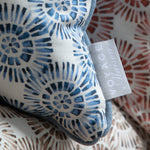 Geometric Blue Cushions - Vali Printed Piped Feather Filled Cushion Denim Voyage Maison