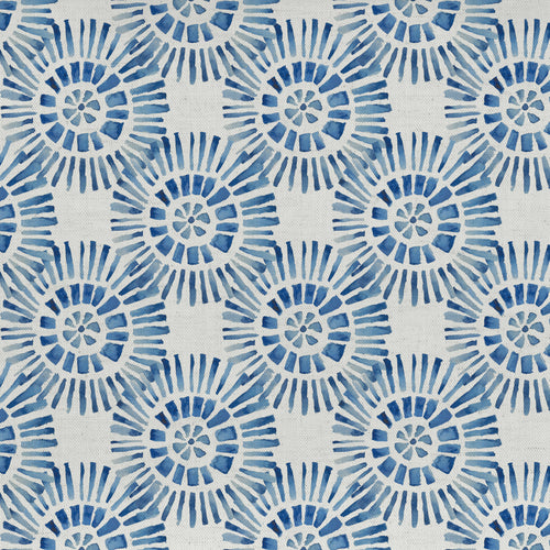 Abstract Blue Fabric - Vali Printed Cotton Fabric (By The Metre) Denim Voyage Maison