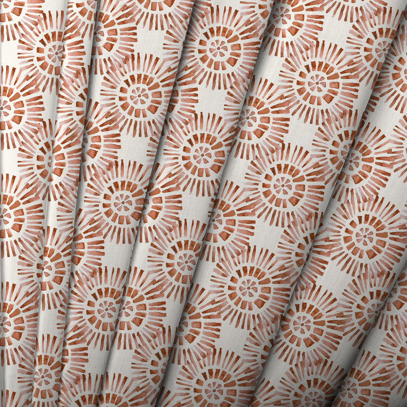 Abstract Orange Fabric - Vali Printed Cotton Fabric (By The Metre) Terracotta Voyage Maison