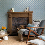 Abstract Blue Wallpaper - Vali  1.4m Wide Width Wallpaper (By The Metre) Denim Voyage Maison