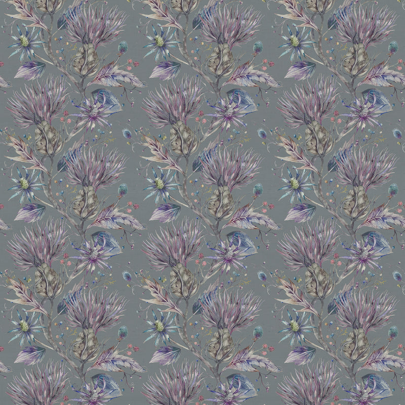 Floral Purple Fabric - Varys Printed Cotton Fabric (By The Metre) Kyanite Voyage Maison