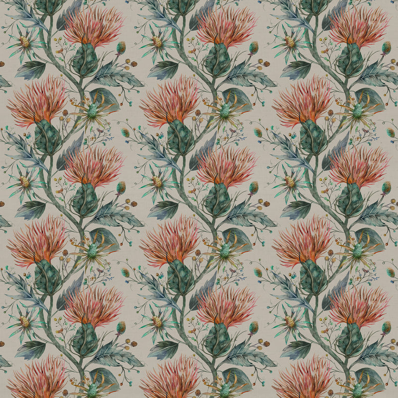 Floral Orange Fabric - Varys Printed Cotton Fabric (By The Metre) Sapphire Voyage Maison