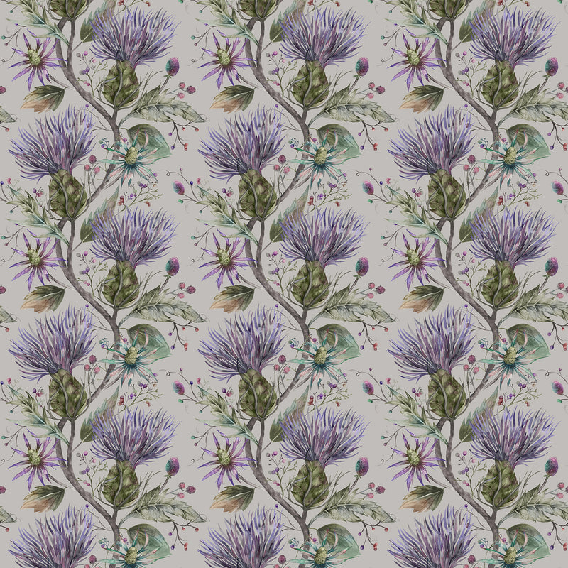 Floral Purple Fabric - Varys Printed Cotton Fabric (By The Metre) Violet Voyage Maison