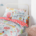 little furn. Vintage Circus Duvet Cover Set in Blue/Coral