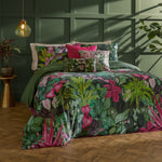 Jungle Pink Bedding - Veadeiros Exotic Floral Duvet Cover Set Pink/Green Paoletti