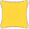 Paoletti Velvet Pompom Cushion Cover in Yellow/Grey