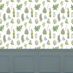 Floral Green Wallpaper - Verbena  1.4m Wide Width Wallpaper (By The Metre) Linen Voyage Maison