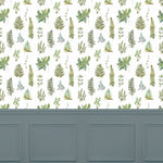 Floral Green Wallpaper - Verbena  1.4m Wide Width Wallpaper (By The Metre) Linen Voyage Maison