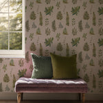 Floral Green Wallpaper - Verbena  1.4m Wide Width Wallpaper (By The Metre) Linen Voyage Maison