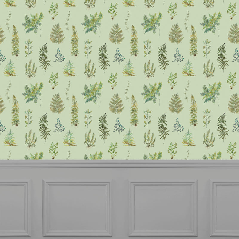 Floral Green Wallpaper - Verbena  1.4m Wide Width Wallpaper (By The Metre) Sage Voyage Maison