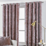 Paoletti Verona Crushed Velvet Eyelet Curtains in Blush