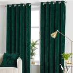 Paoletti Verona Crushed Velvet Eyelet Curtains in Emerald