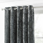 Paoletti Verona Crushed Velvet Eyelet Curtains in Pewter