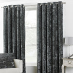 Verona Crushed Velvet Room Darkening Eyelet Curtains Petrol