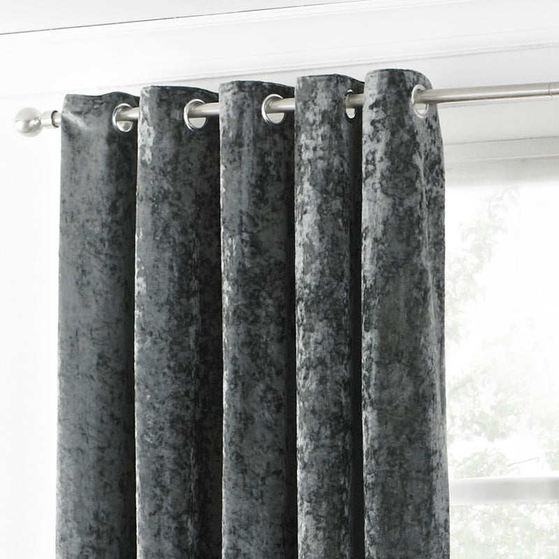 Verona Crushed Velvet Room Darkening Eyelet Curtains Petrol