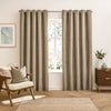 Plain Beige Curtains  - Verso Reversible Suede-look Blackout Eyelet Curtains Mocha Furn